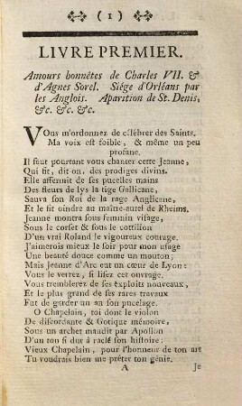La Pucelle D'Orléans : poeme ; divisé en quinze livres
