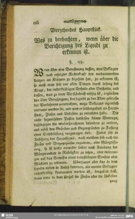 Vierzehendes Hauptstück. Was zu beobachten, wenn über die Berichtigung des Liquidi zu erkennen ist
