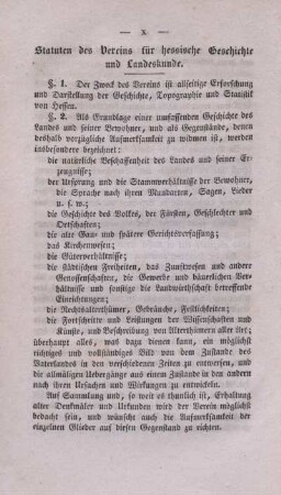 Statuten des Vereins für hessische Geschichte und Landeskunde.