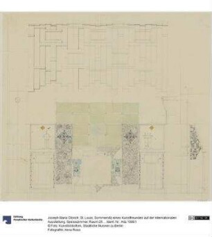 St. Louis, Sommersitz eines Kunstfreundes auf der internationalen Ausstellung, Speisezimmer, Raum 25,, Aufriss der Nordostwand