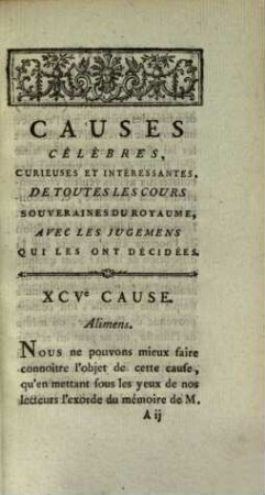 Causes célèbres, curieuses et intéressantes, de toutes les cours souveraines du royaume, avec les jugemens qui les ont décidées. [N.F.] 36. 1777
