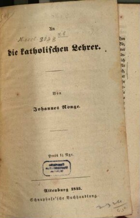An die katholischen Lehrer