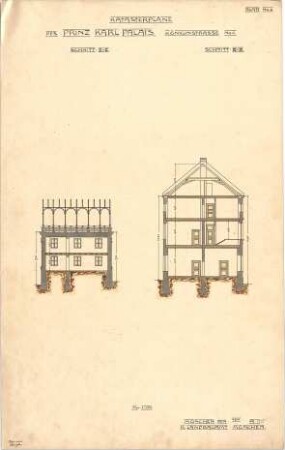 Landbauamt München; München; Prinz-Carl-Palais, Umbauten - Schnitte