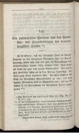 VII. Ein publicistisches Problem aus den Familien- und Staatsverträgen des wirtembergischen Hauses
