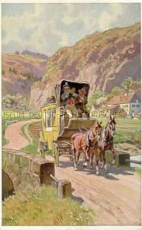 Postkutsche im Gebirge