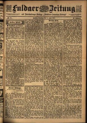 Zweite Ausgabe vom Samstag, den 15. Juni 1901.
