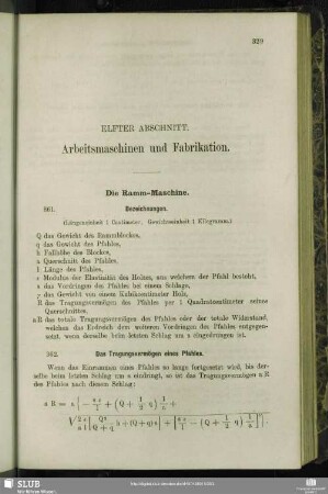 Elfter Abschnitt. Arbeitsmaschinen und Fabrikation.
