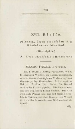 XVII. Klasse. Pflanzen, deren Staubfäden in 2 Bündel verwachsen sind