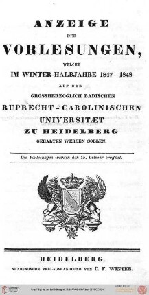 Wintersemester 1847/1848
