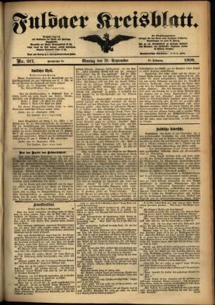 Ausgabe vom Montag, den 21. September 1908.