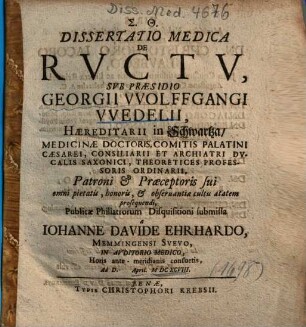 Dissertatio Medica De Rvctv [Ructu]
