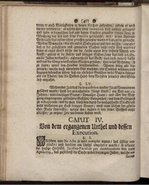 Caput IV. Von dem ergangenen Urthel und dessen Execution.