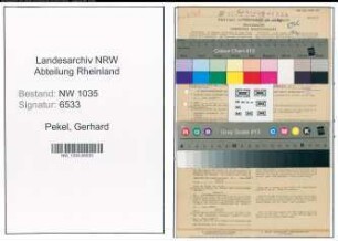 Entnazifizierung Gerhard Pekel , geb. 11.11.1903 (Bergmann)