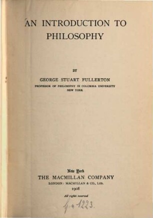 An introduction to philosophy
