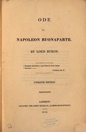 Ode to Napoleon Bonaparte