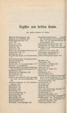 Register zum dritten Bande
