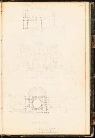 Skizzenbuch: Villa Altieri und Villa Madama, Rom: Ansichten, Grundrisse