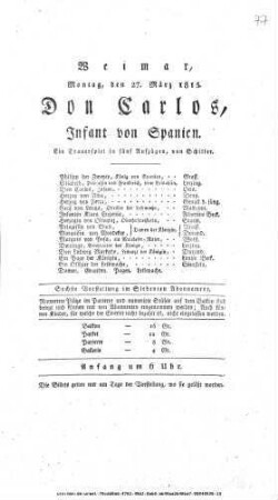 Don Carlos, Infant von Spanien