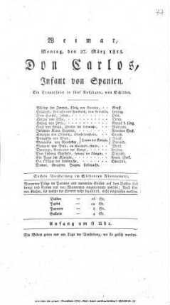 Don Carlos, Infant von Spanien