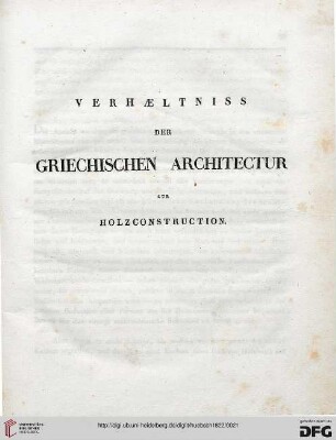 Verhaeltniss der griechischen Architektur zur Holzconstruction