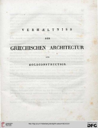 Verhaeltniss der griechischen Architektur zur Holzconstruction
