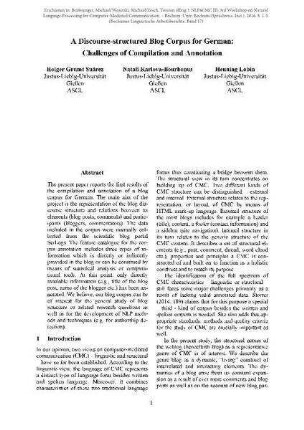 A Discourse-structured Blog Corpus for German: Challenges of Compilation and Annotation