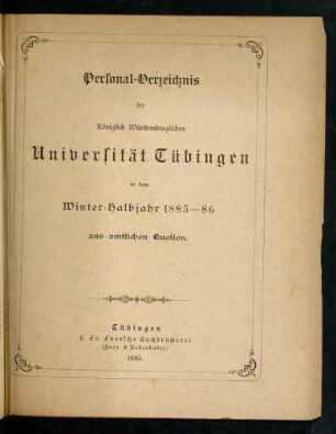 Verzeichnis der Studierenden der Universität Tübingen