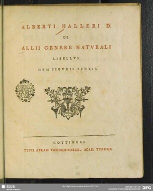 De Allii Genere Naturali Libellus : Cum Figuris Aeneis