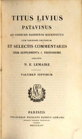 Titus Livius Patavinus, Vol. 7 : Liber 36 - 41