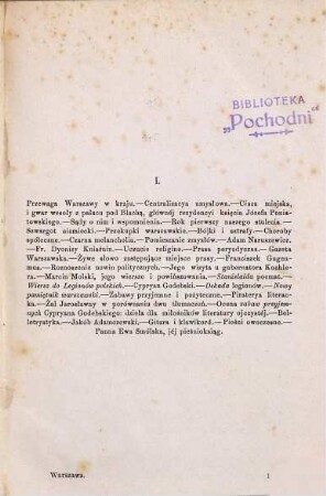 Warszawa, jéj życie umysłowe i ruch literacki w ciągu lat trzydziestu (od 1800 do 1830 r.)
