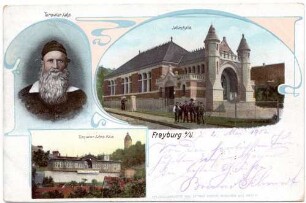 Freyburg (Unstrut) mit Turnvater Jahn, Turnvater Jahns Haus und der Jahn-Erinnerungsturnhalle