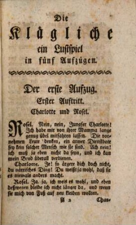 Die Klägliche : ein Lustspiel in fünf Aufzügen