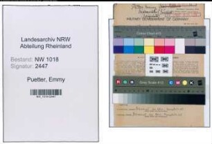 Entnazifizierung Emmy Puetter , geb. 19.11.1904 (Lehrerin)