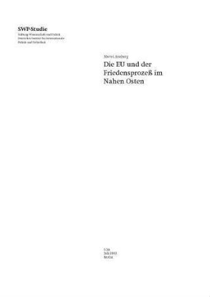 Die EU und der Friedensprozeß im Nahen Osten