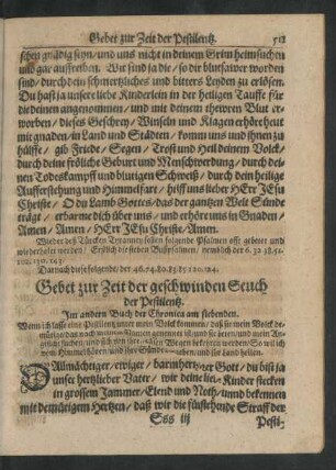 Gebet zur Zeit der geschwinden Seuch der Pestilentz.