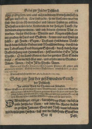 Gebet zur Zeit der geschwinden Seuch der Pestilentz.