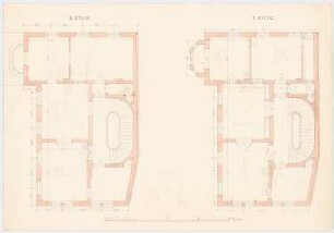 Wohnhaus F. Schwarzmann, München: Grundrisse 1. und 2. Obergeschoss