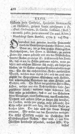 Historia iuris Cimbrici, speciatim Slesuicensis et Holsatici, primis lineis consignata.