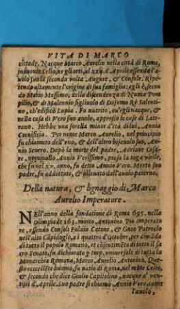 Vita, gesti costumi, discorsi, et lettere di Marco Aurelio Imperatore