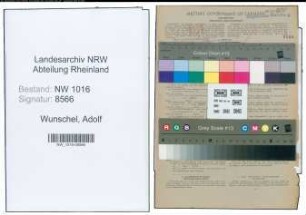 Entnazifizierung Adolf Wunschel , geb. 15.10.1897 (Zollbetriebsass.)