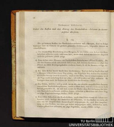 Siebenter Abschnitt. Ueber die Kosten und den Ertrag des Runkelrüben-Anbaus in öconomischer Hinsicht.