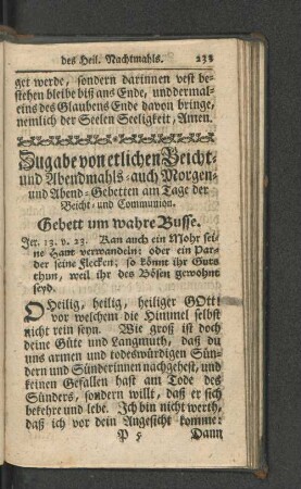 Zugabe von etlichen Beicht - ... Gebetten am Tage der Beicht - und Communion.