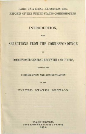 Reports of the United States Commissioners to the Paris Universal Exposition, 1867, 1