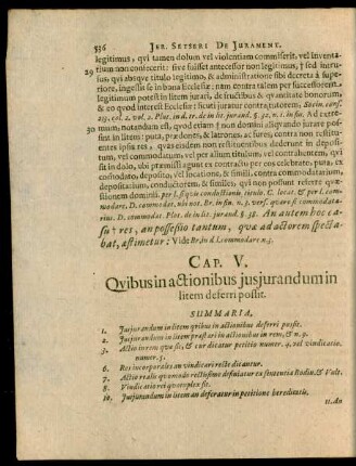 Cap. V. Quibus in actionibus iusiurandum in litem deferri possit.