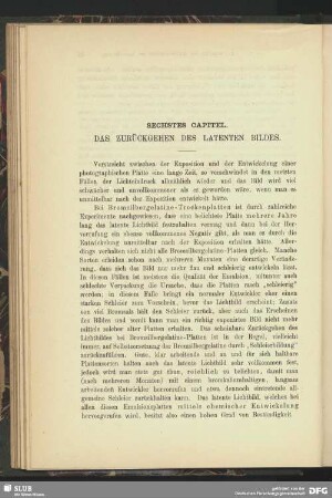 Sechstes Capitel. Das Zurückgehen des latenten Bildes