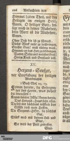 XV. Herzen-Seufzer, vor Empfahung des heiligen Abendmahls.