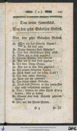 Das dritte Hauptstück. Von den zehn Gebothen Gottes.