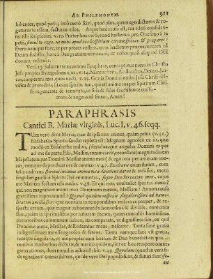 Paraphrasis Cantici B. Mariae virginis, Luc. I. v. 46. seqq.