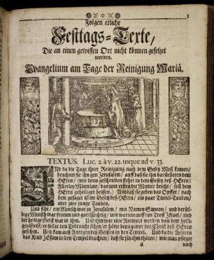 Evangelium am Tage der Reinigung Mariä. - Epistel am Tage der Verkündung Mariä.