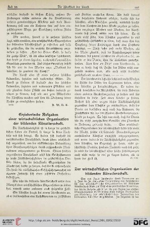 1: Erzieherische Aufgaben einer wirtschaftlichen Organisation der bildenden Künstlerschaft